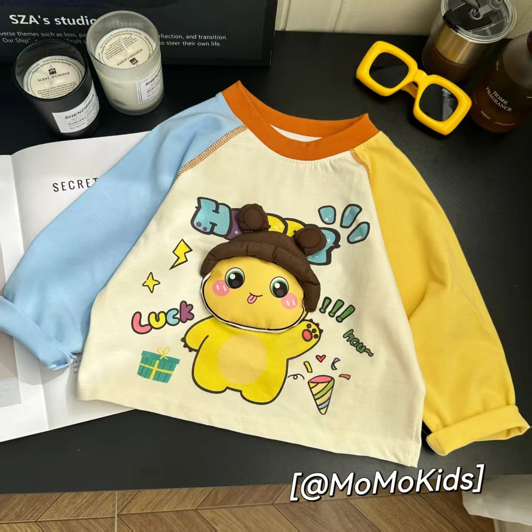 【秋季新款】2025秋装新款韩版儿童洋气时髦纯棉长袖T恤长袖打底