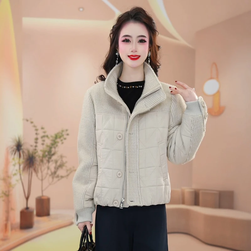 蔓2025年冬季新款时尚气质洋气显瘦百搭休闲立领短款女士棉服外套