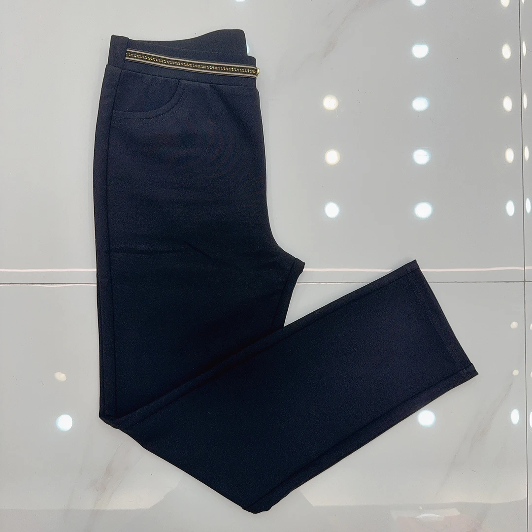 9505秋季气质时尚显瘦显高裤头金边百搭小脚裤