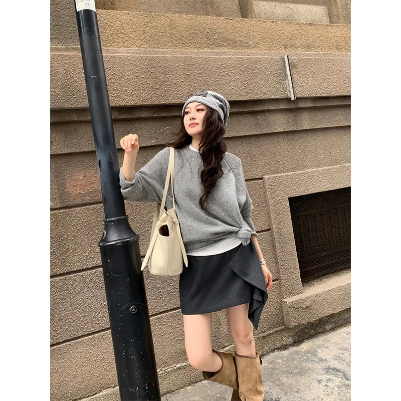 秋季新款修身显瘦网红穿搭通勤风上衣气质时尚收腰a字半身裙套装