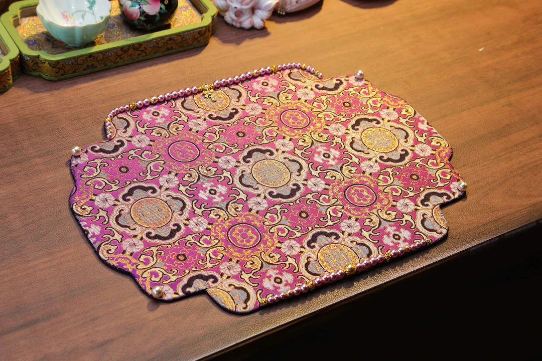 CX617 大程造物 原创手工缝珠款 织锦缎 高档轻奢中国风茶席