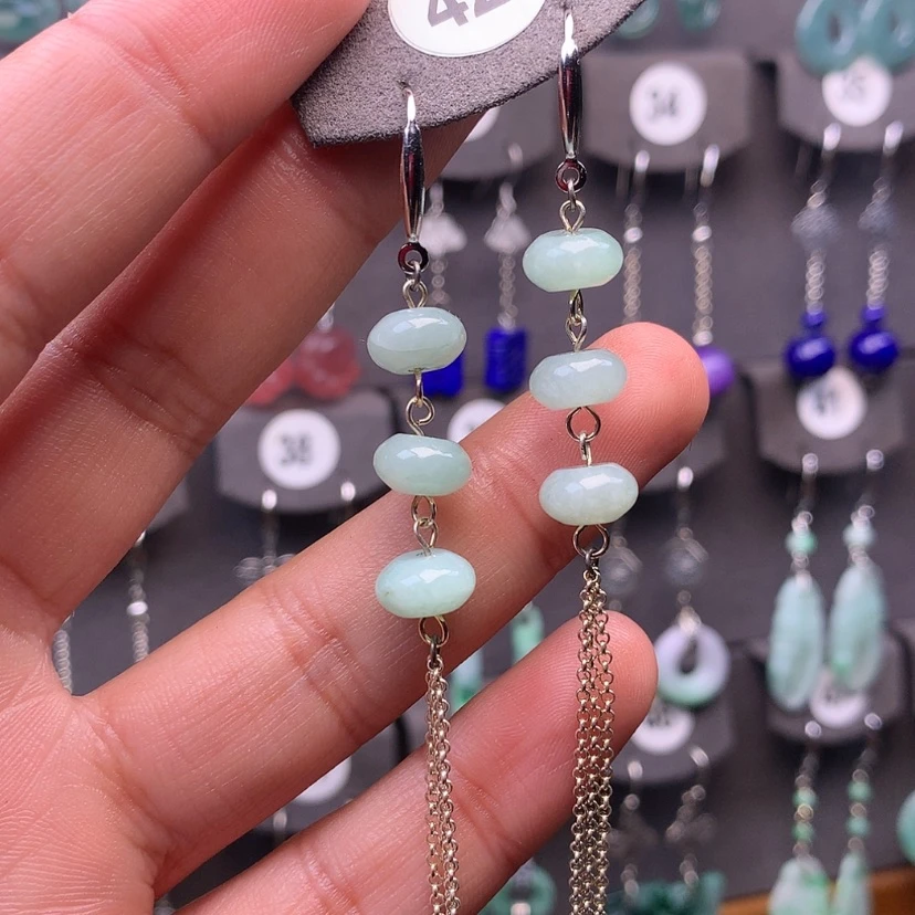 【闪购商品】翡翠耳饰银S925镶嵌满意