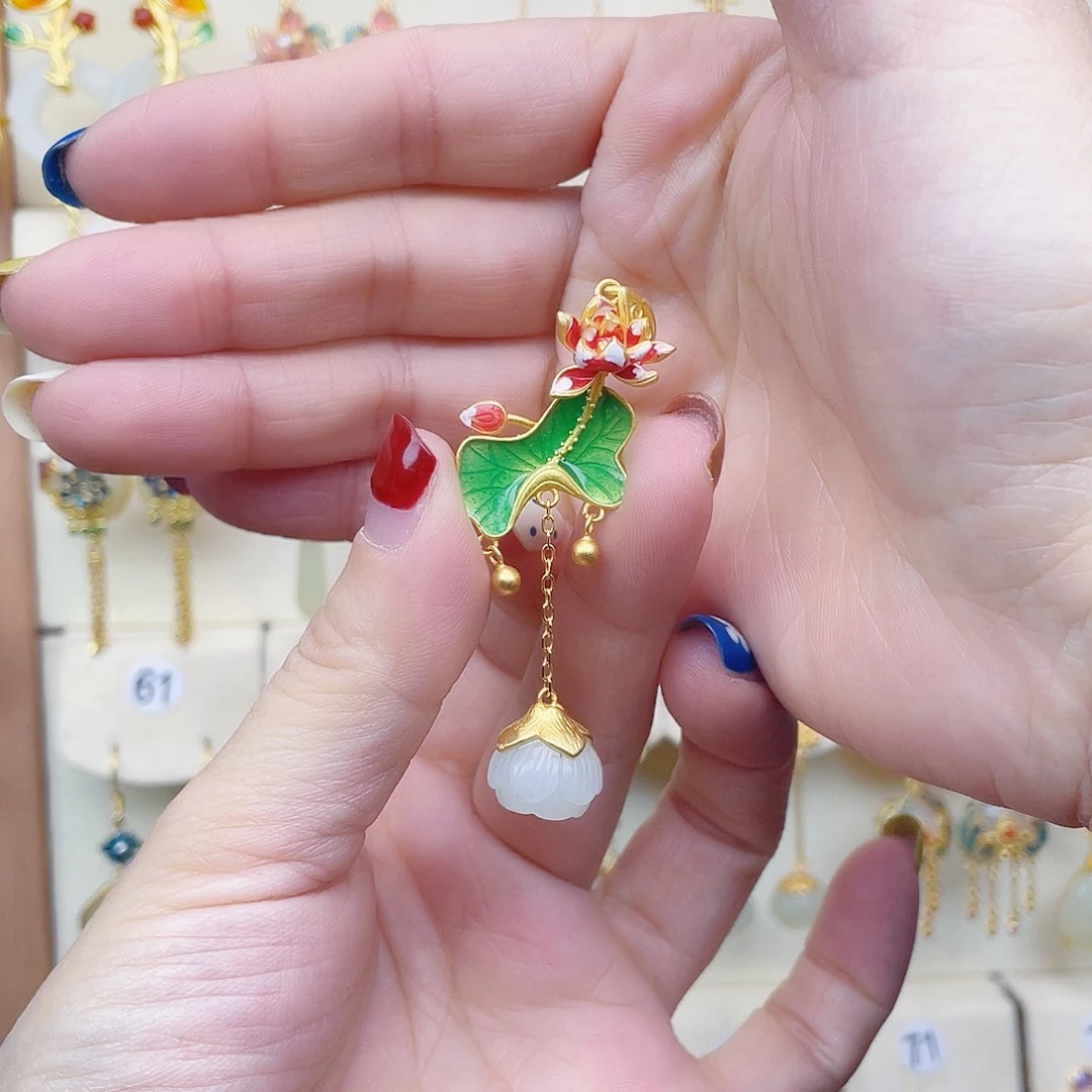 和田玉银S925镀金镶嵌颈饰