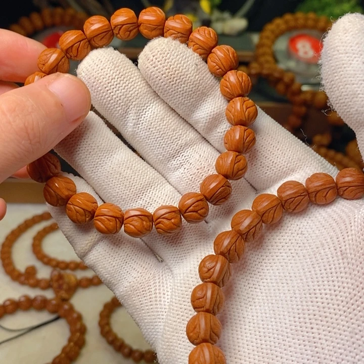 尘***-桃核手串秦岭龙纹桃核