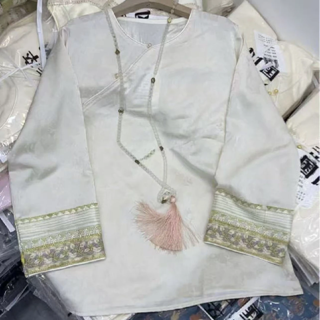新中式圆领浮雕提花袖口亮片刺绣秋季新款长袖百搭打底188-6