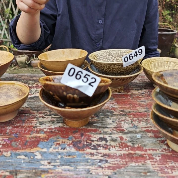半***夫瓷片0652，茶碗手工拉坯柴火烧制