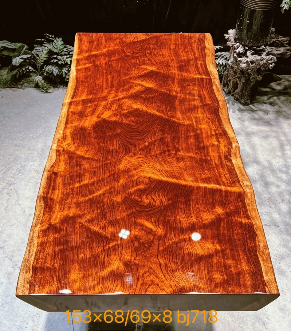木板茶桌巴花bj718自然边 153*68*8闪电纹