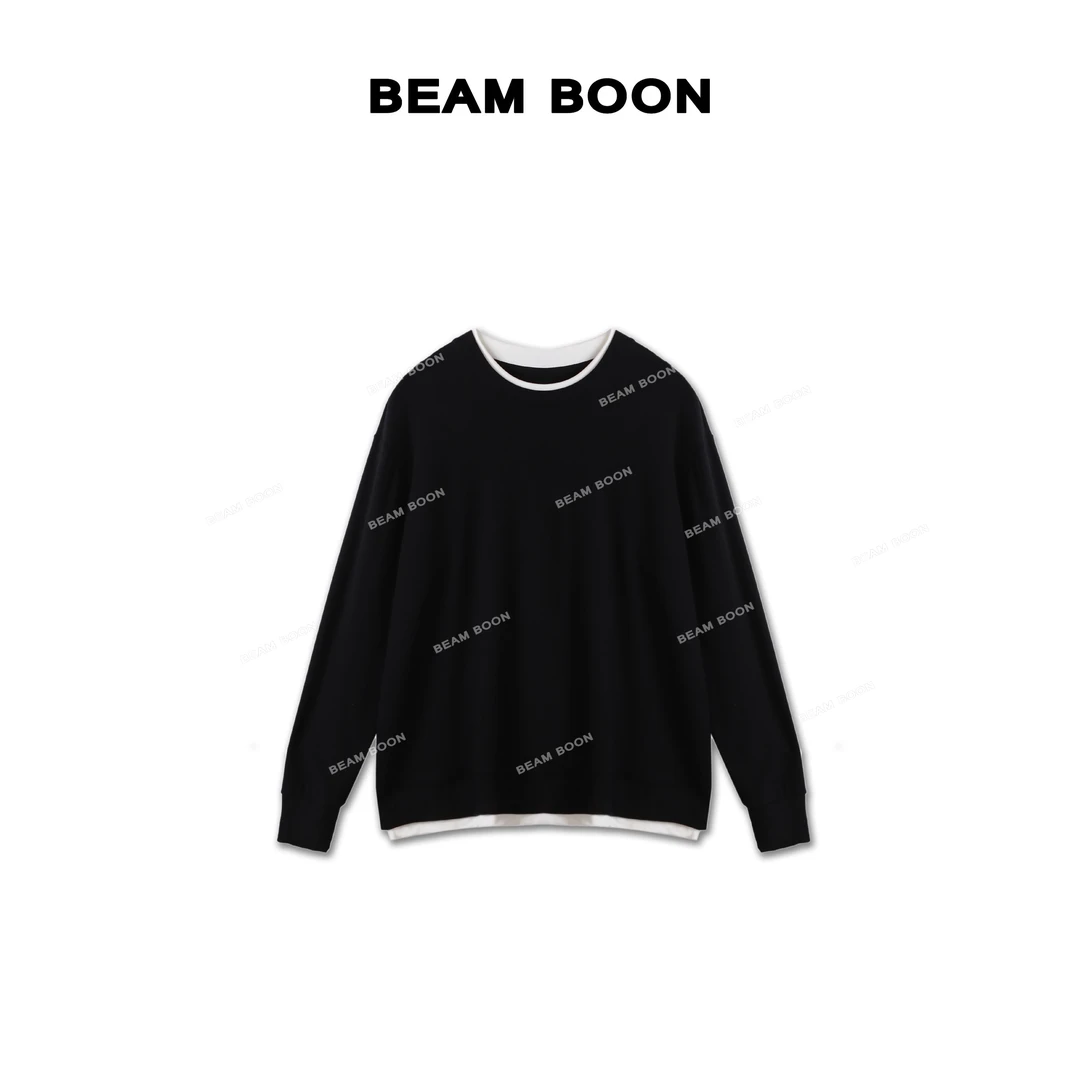 Beam Boon|【乔纳森】男士软糯羊毛混纺润肤发热撞色假两件上衣