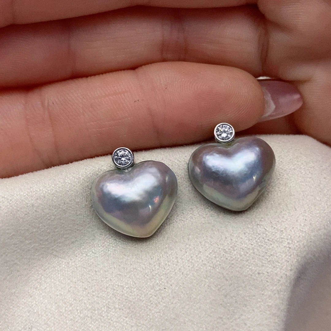 【闪购商品】拼合珍珠（马贝珠）耳饰银S925镶嵌6