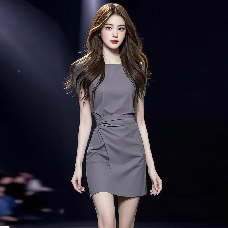 时尚连衣裙女2025夏季新款洋气显瘦小个子收腰气质减龄法式短裙子