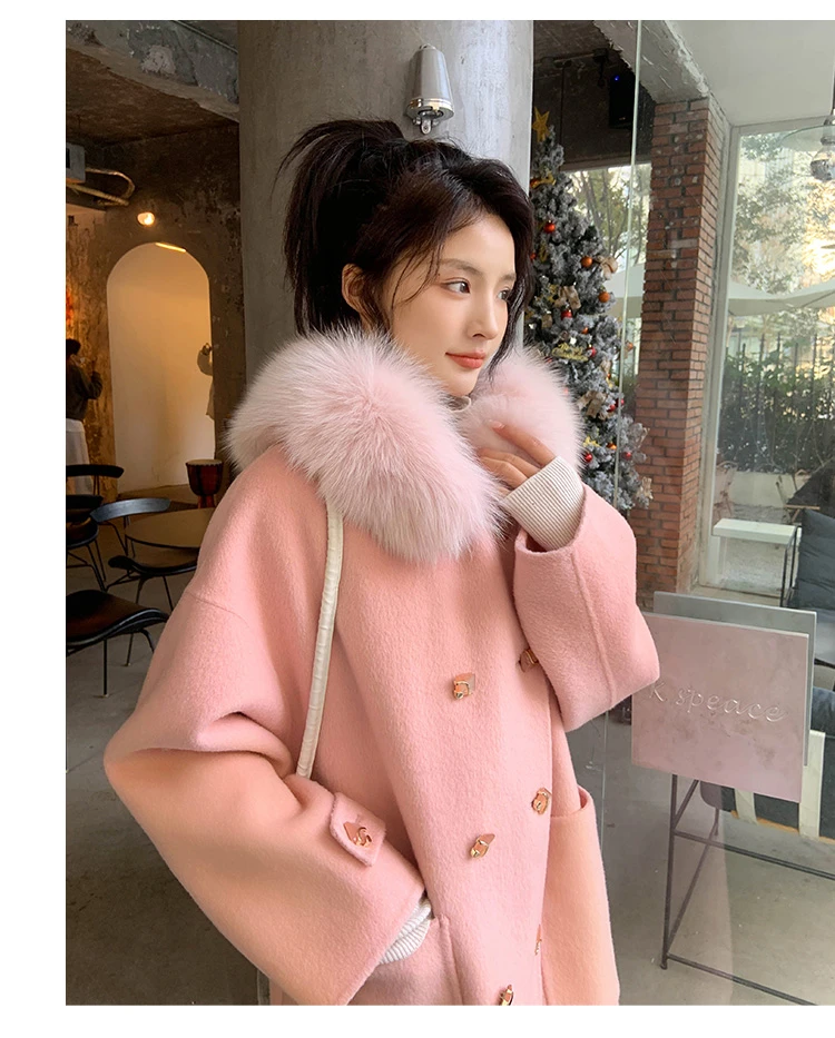 金夫人大衣【海德薇】爆款网红甜美气质秋冬纯手工双面羊毛大衣