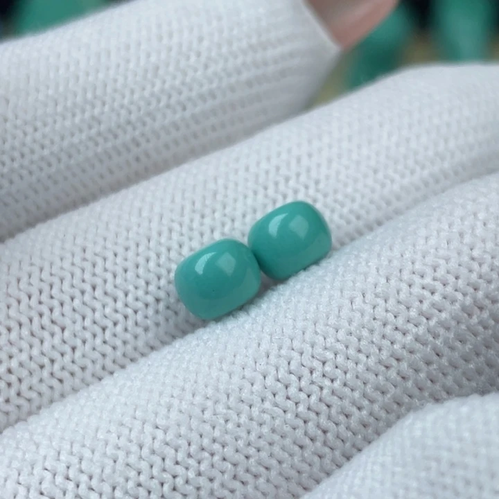 高瓷蓝绿色6mm老型一对