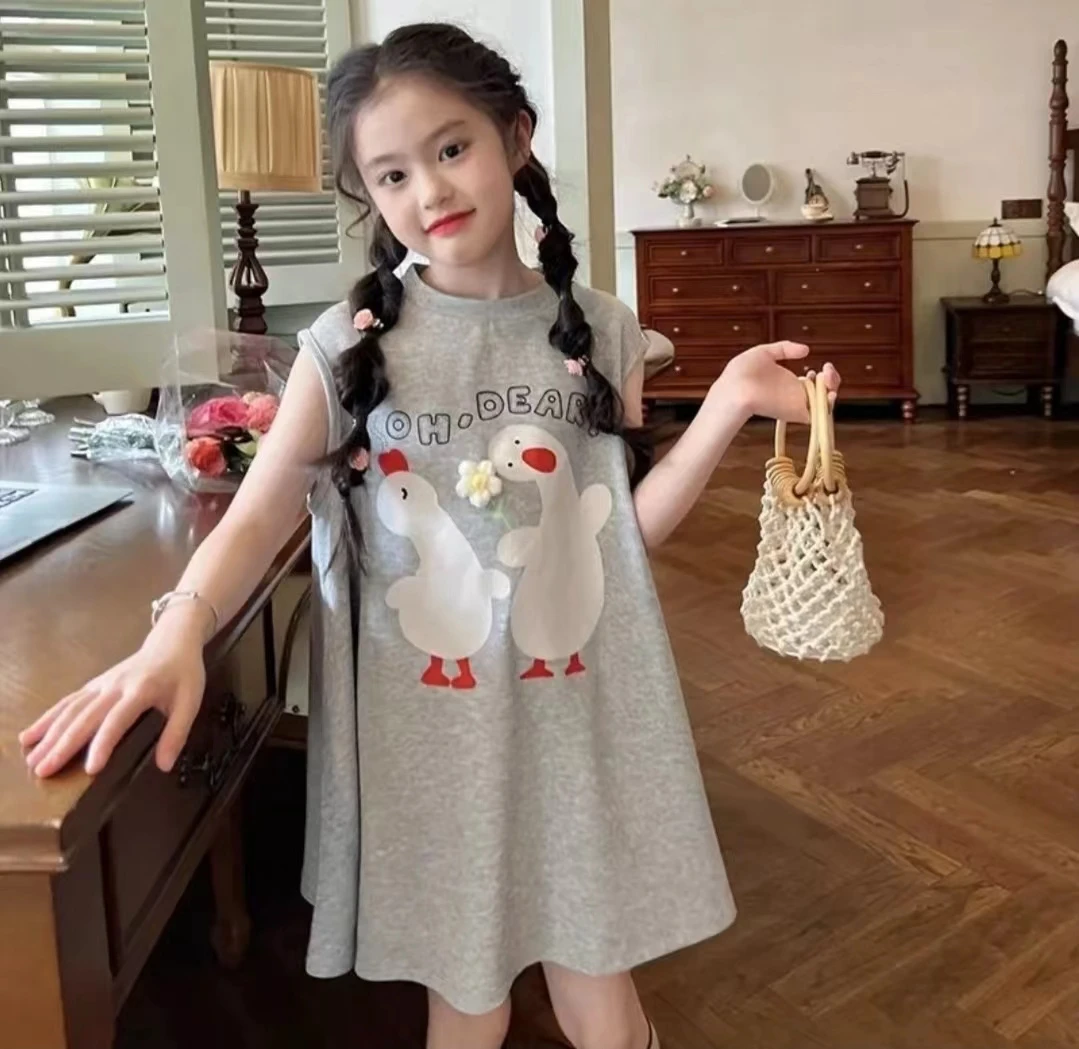 女童夏季慵懒风连衣裙儿童洋气A字大摆背心裙