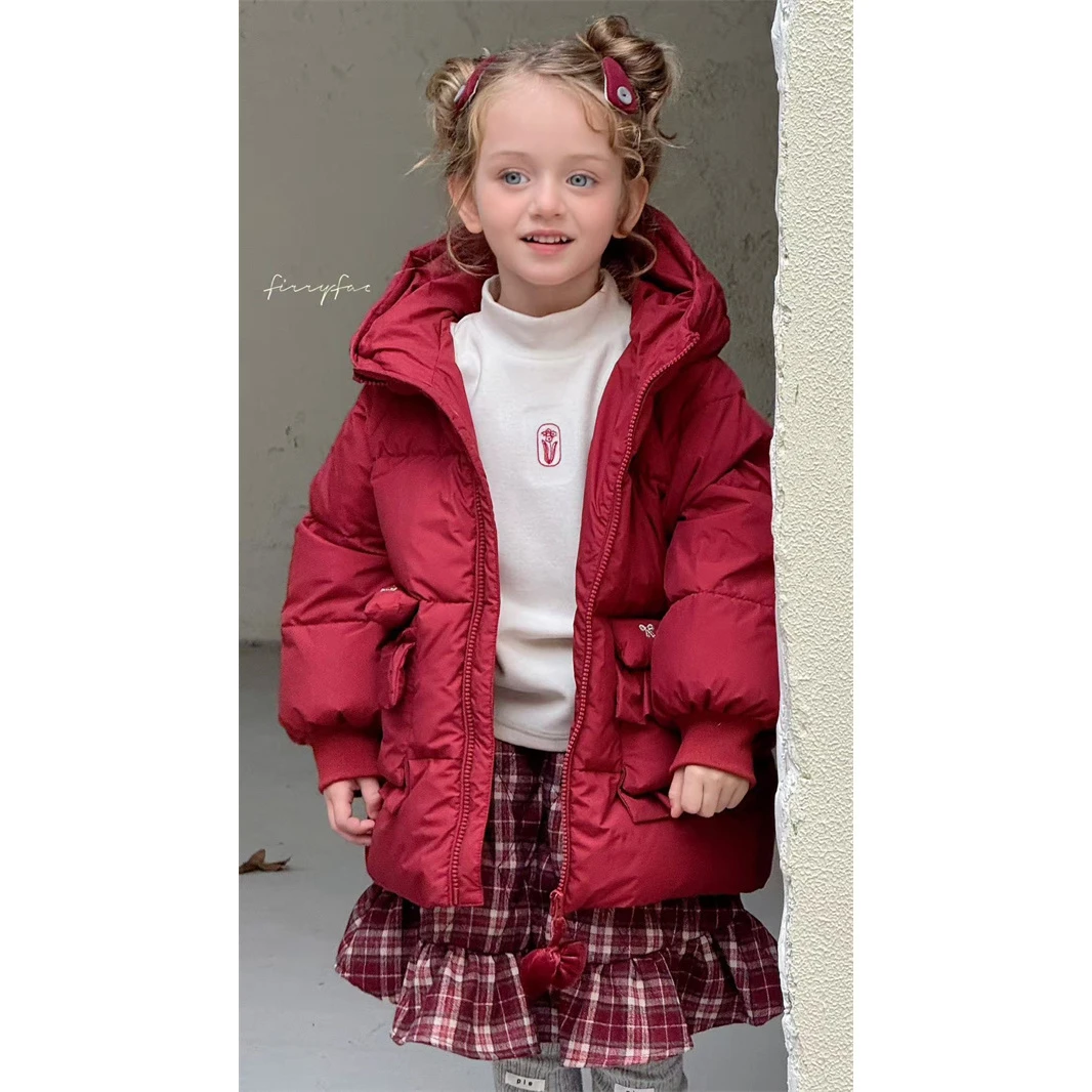 SY·25冬~蝴蝶结花边口袋羽绒服sy29006（童装汉服）红色