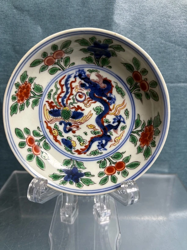 陶瓷万哥五彩龙凤盘龙纹缠枝