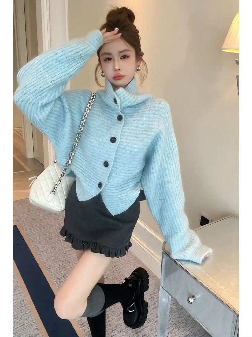 2025年秋冬季韩版甜妹风一整套时尚套装修身气质针织衫高腰半身裙