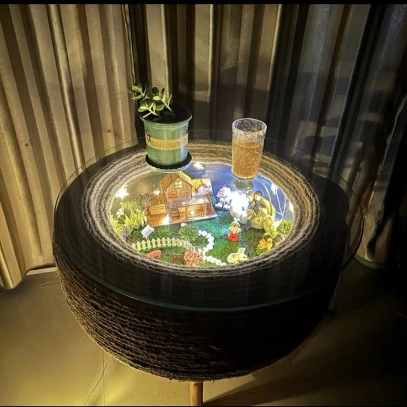 新疆西藏包邮网红轮胎茶几成品带图定制 客厅极简茶桌创意手工DIY