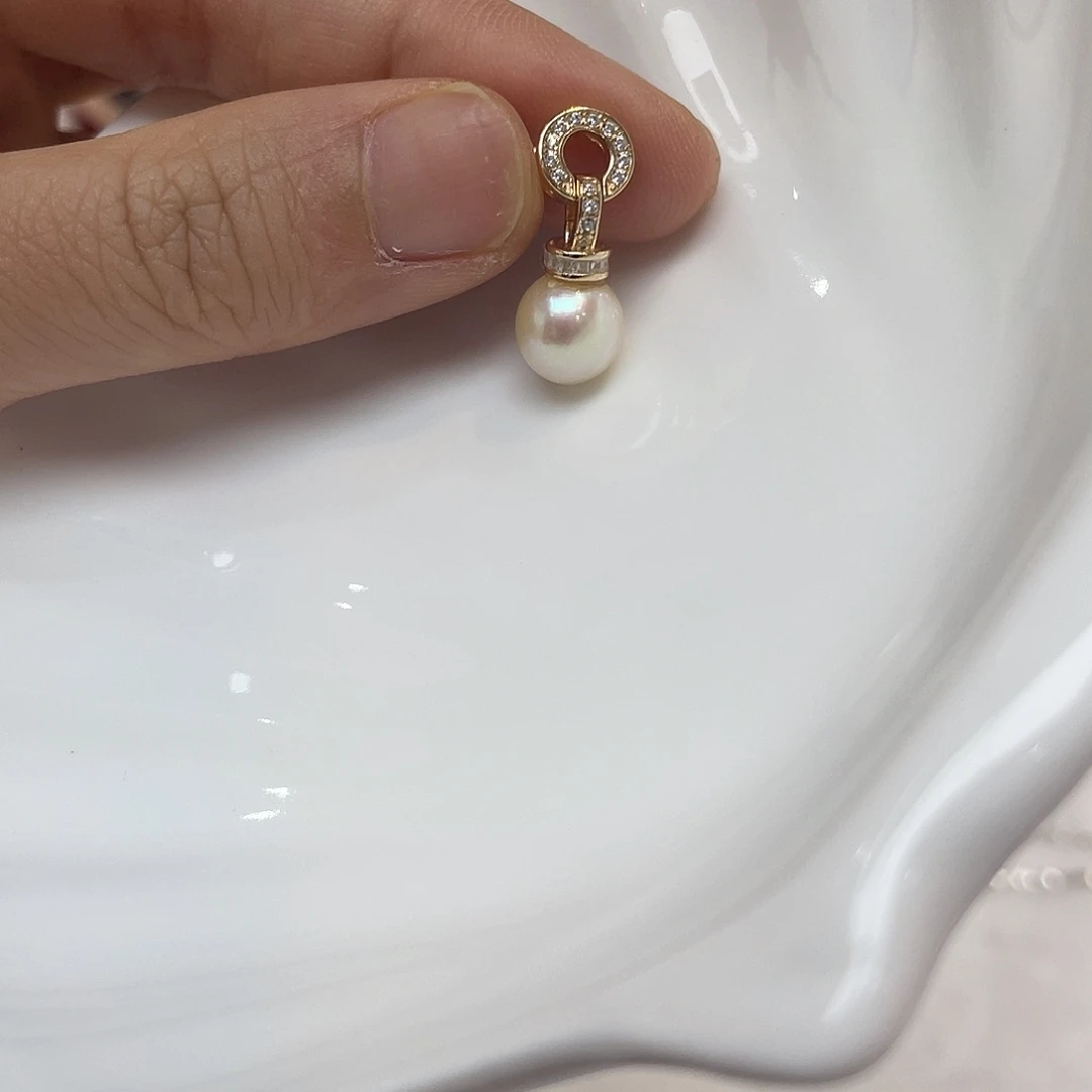 海水珍珠银S925镶嵌吊坠(不含链)