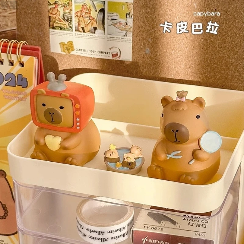 小憨豆卡皮巴拉盲盒可爱水豚卡通公仔手办桌面摆件玩偶儿童女礼物