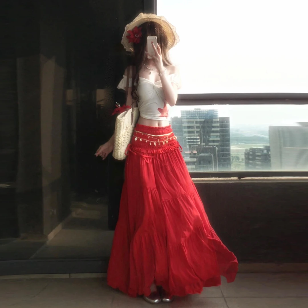 夏日绝美海边度假连衣裙子辣妹套装女2025新款巨女生韩系ins衣服