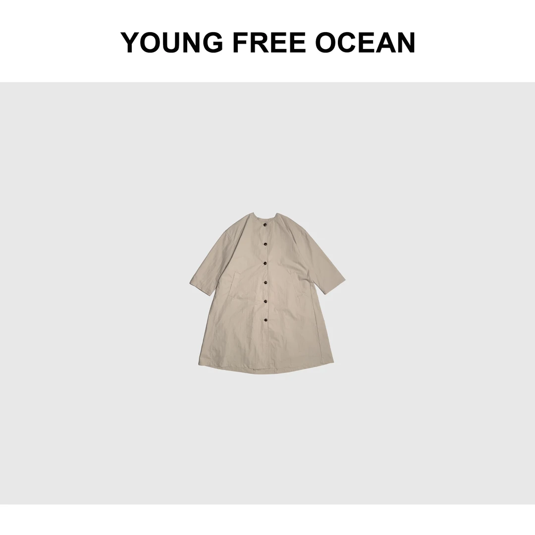 YOUNG FREE OCEAN2025春款 小圆领扣子风衣73027