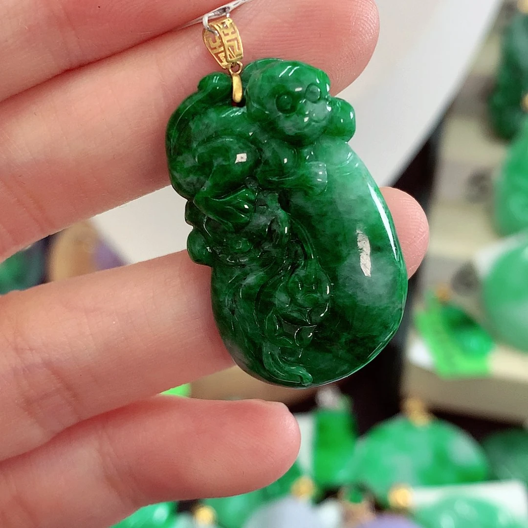 翡翠18K金镶嵌吊坠(不含链)
