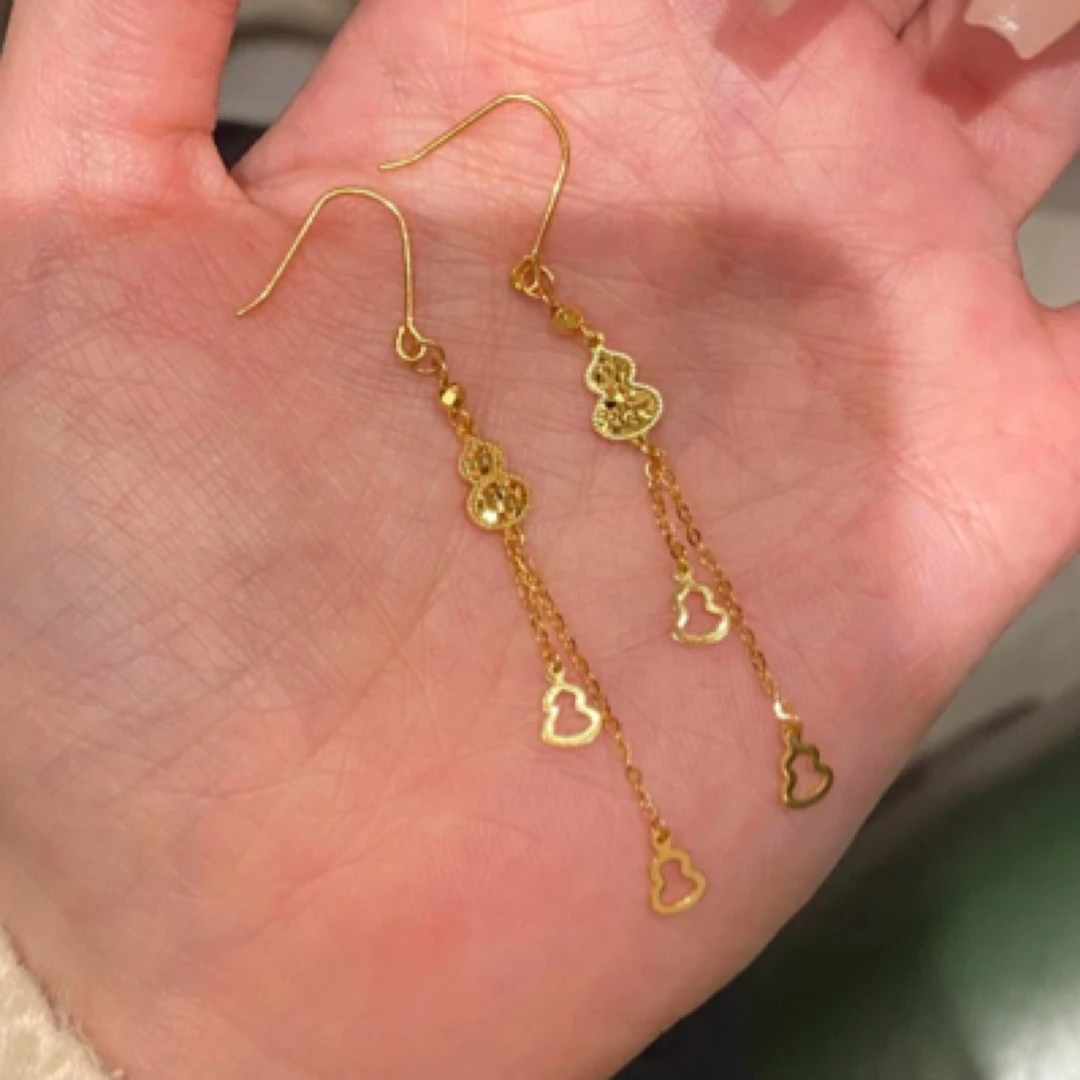 足银耳饰 碎冰冰葫芦流苏耳坠