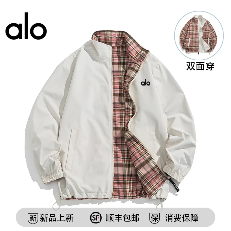 【官方奥特莱斯】品牌折扣 时尚休闲情侣两面穿外套日系格子夹克