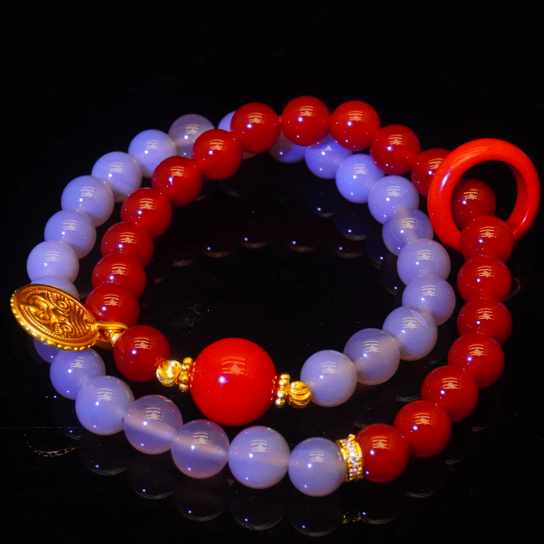 T002  玛瑙双圈手串 配件多样性发其一