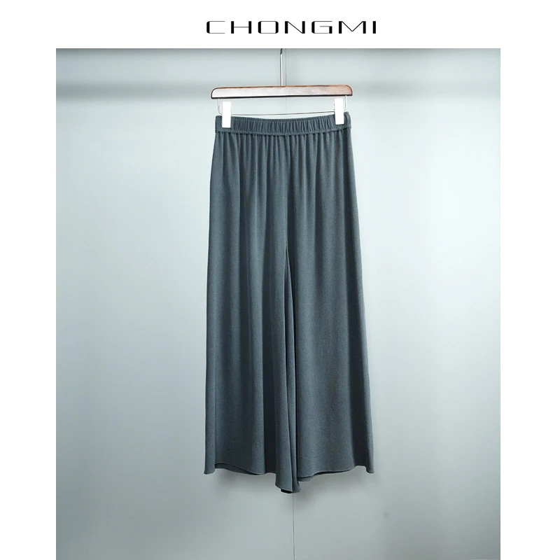 【鬼绉真丝】灰绿色裙裤女2025夏季新款百搭显瘦休闲通勤半裙裤P