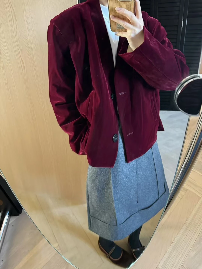 炫色年款小众丝绒加棉外套