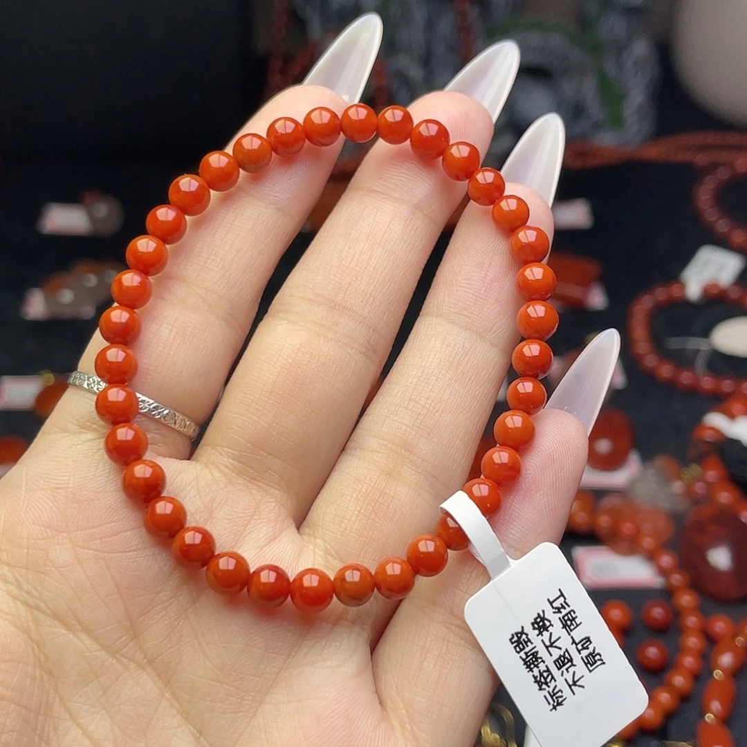 (***)南红玛瑙未镶嵌手串原矿南红满色满肉单圈卡5