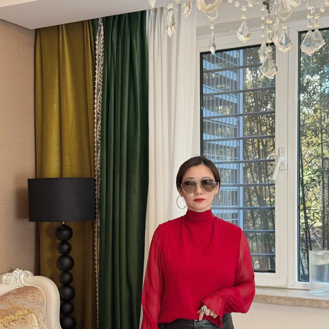 真丝宽松长款时尚长袖秋冬款两面穿双层宽松真丝衫