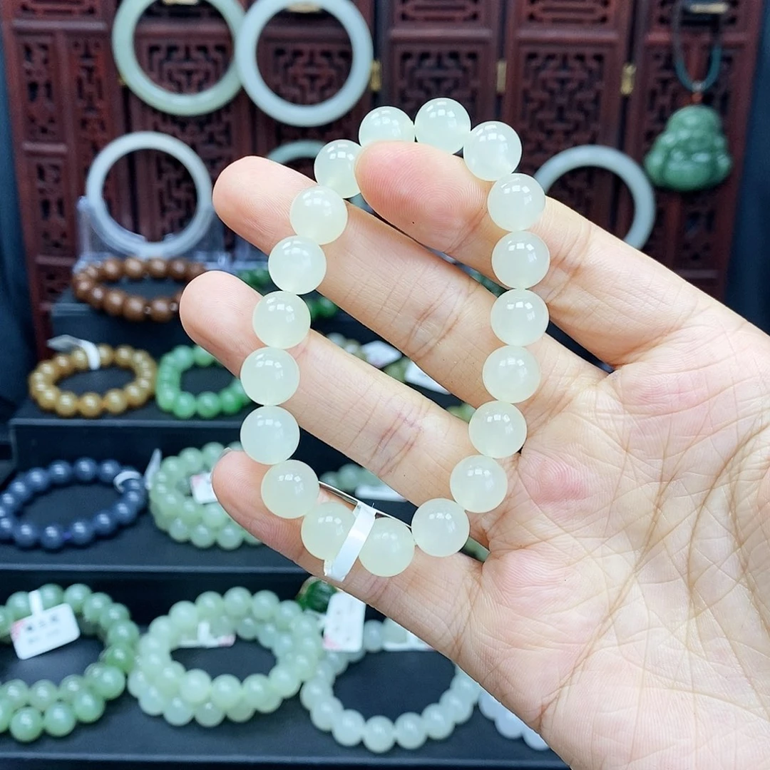 和田玉手串未镶嵌蜂蜜水10