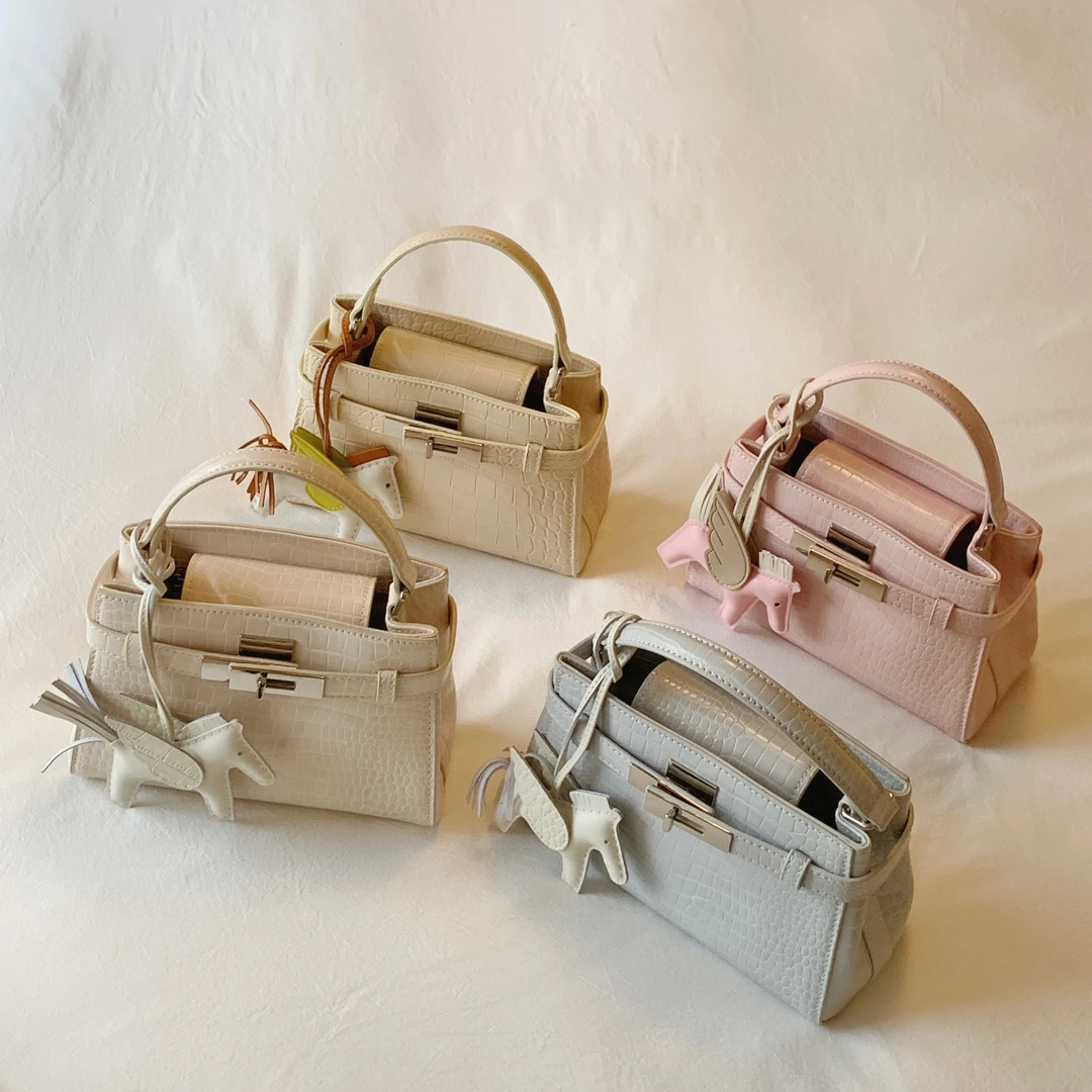 2025年新款薄荷轻语手提包包女单肩斜挎包高级感小众通勤凯莉包包