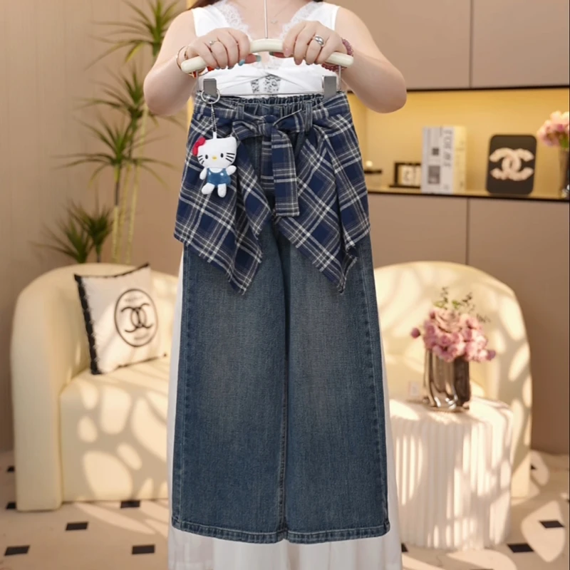 【糖宝魔豆】女童牛仔裤春秋款2025新款秋装裤子韩版女孩屁帘休闲裤