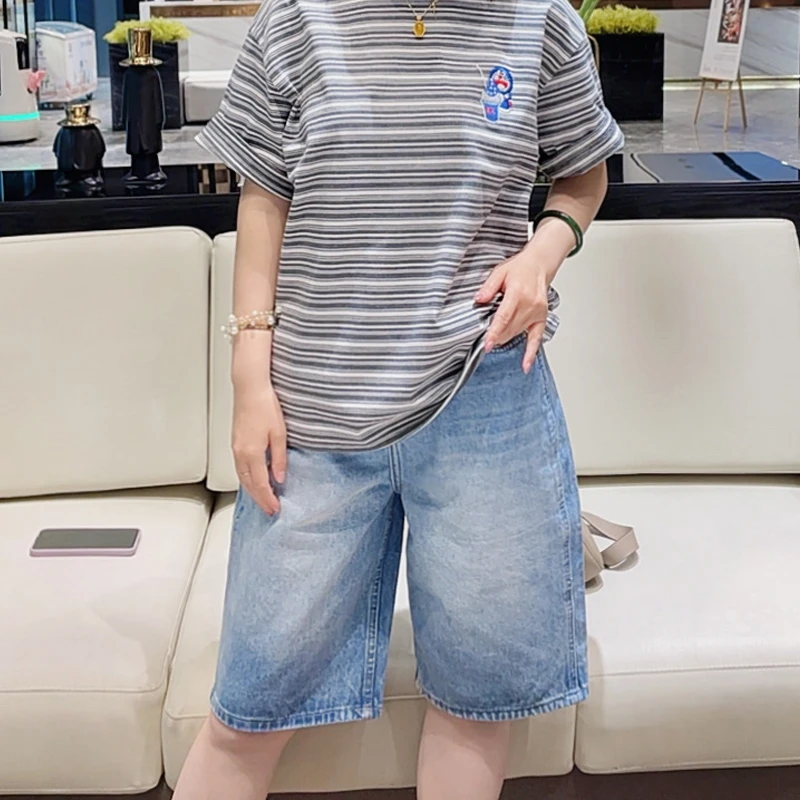 夏季简约宽松情侣大口袋短裤男女同款五分牛仔韩版百搭潮流牛仔裤