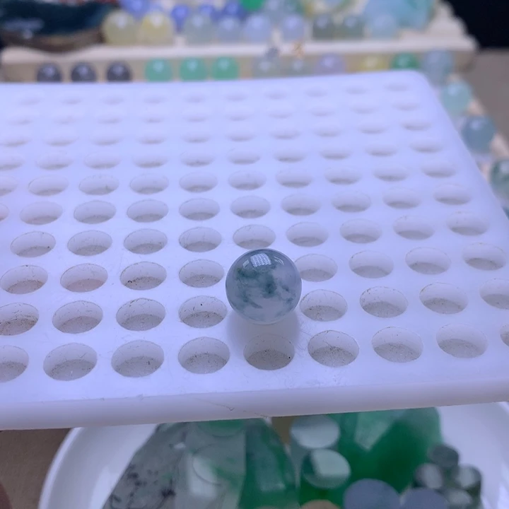 翡翠未镶嵌手链12.2冰胶蓝花圆珠
