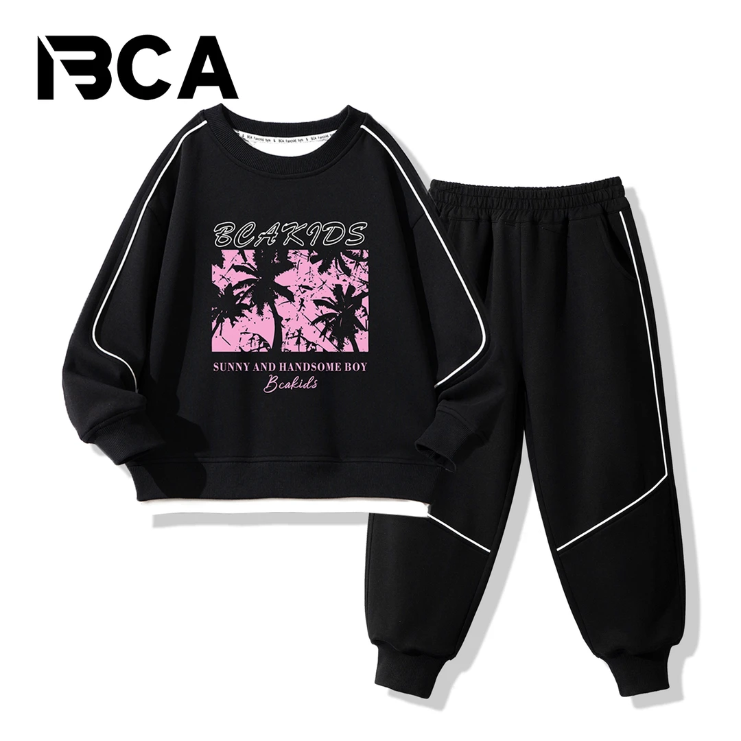 BCA【冠军代言】中大童秋季男童休闲运动卫衣套装假两件S-001+GN1