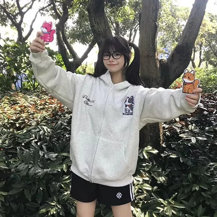 连帽卫衣春秋款女休闲宽松韩版东大门百搭纯棉冬季加绒开衫短外套