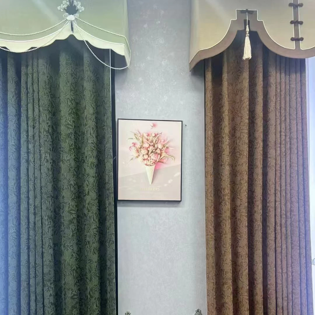 蔷薇三D雪尼尔浮雕窗帘99意向金