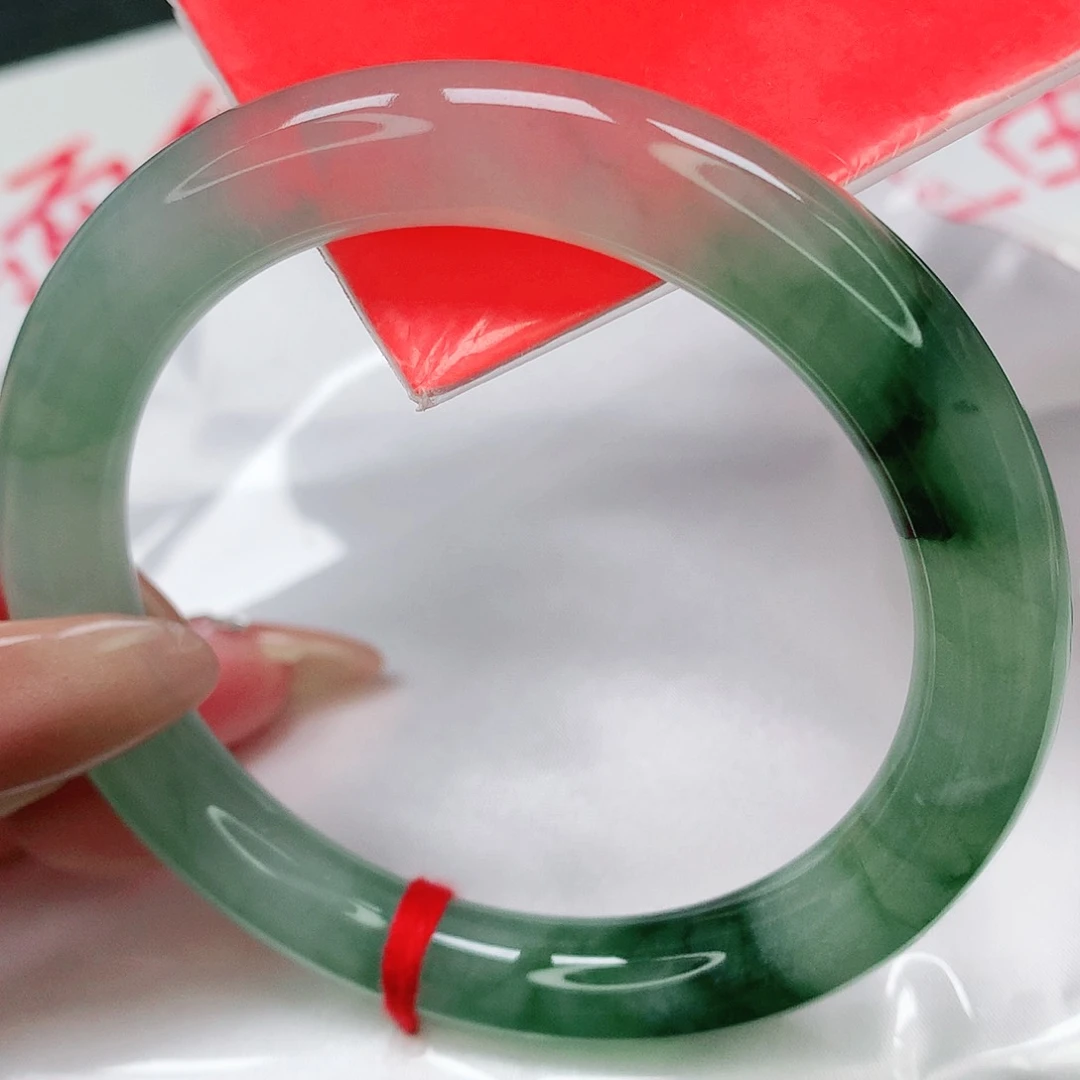 未镶嵌手镯翡翠完美冰透辣绿圆条02