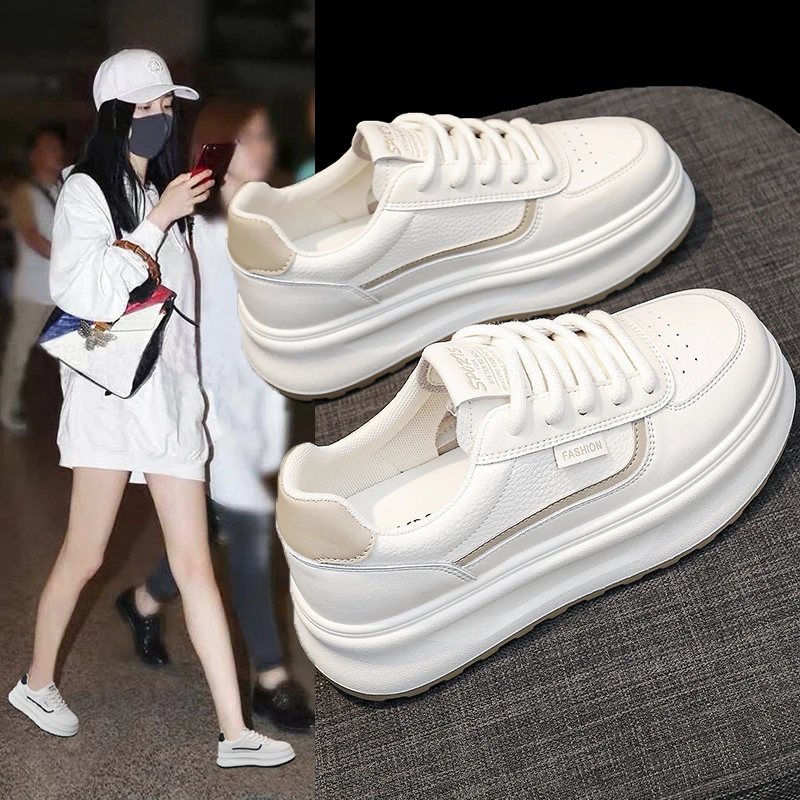 厚底小白鞋2025春季新款女鞋时尚休闲鞋松糕板鞋学生韩版ins鞋子