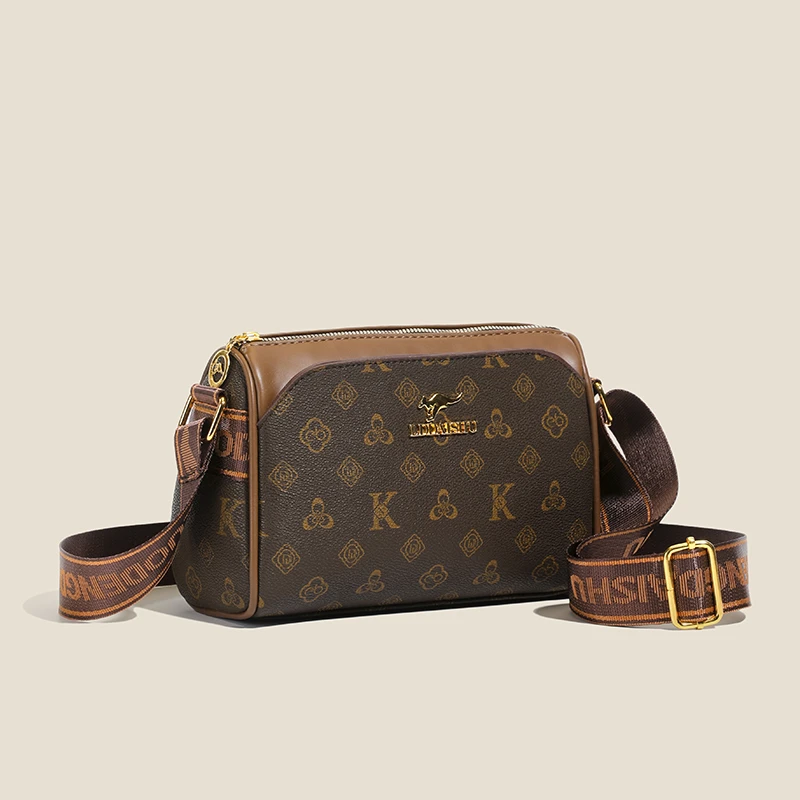 【当天发货】真皮质感新款女士百搭多层休闲简约斜挎包包单肩包女包