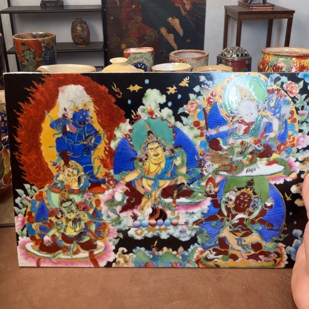 手工手绘五财瓷板画