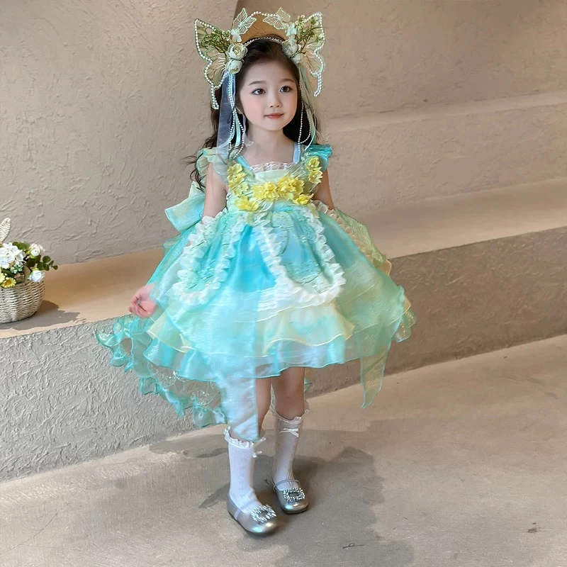 【Dannirabbit】*女童华丽礼服大拖尾高端汉服公主裙 X-7598