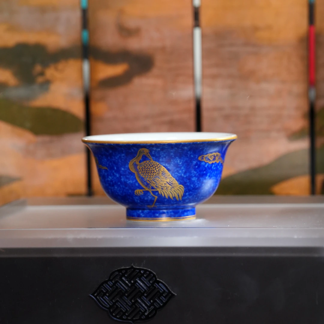 繁色丨撒蓝描金鹤云杯 容量80cc景德镇陶瓷