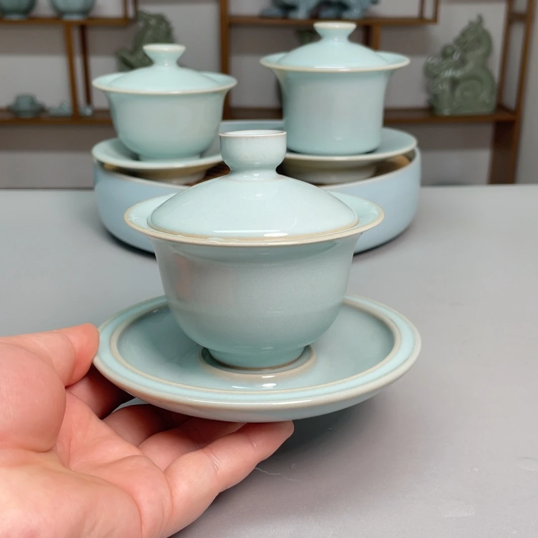 瓷赵琳老师玉兰盖碗带礼盒