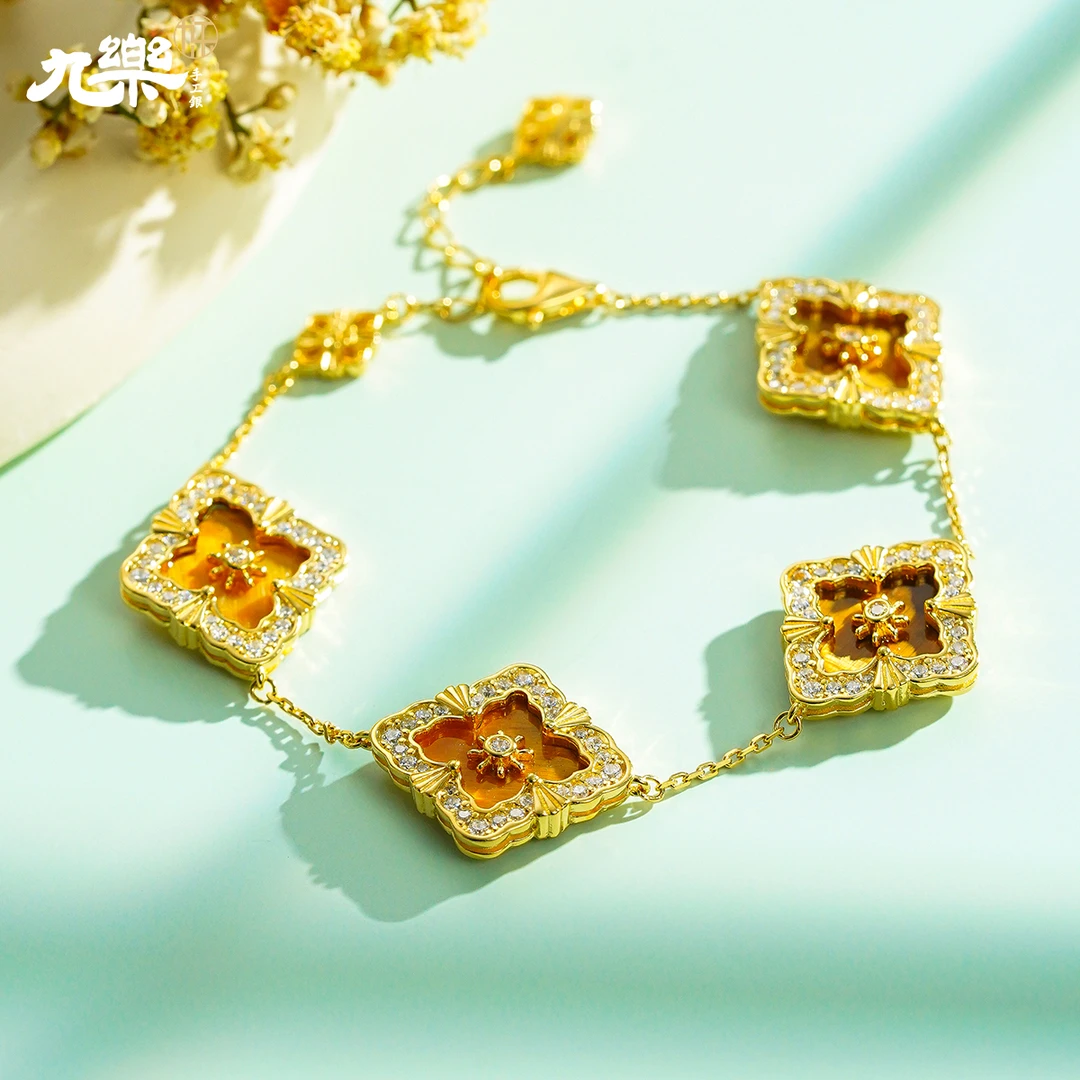 九乐虎眼石四叶草饰品小众设计高级感手链气质