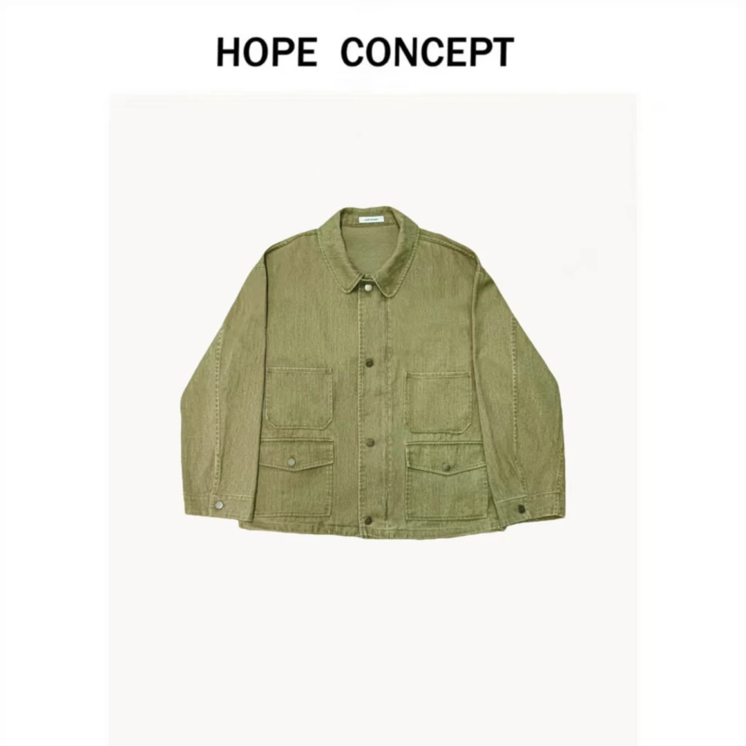 25403#HOPECONCEPT进口复古做旧水洗棉row法工夹克 男女同款外套